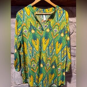 Vibrant Green and Yellow Women's Top